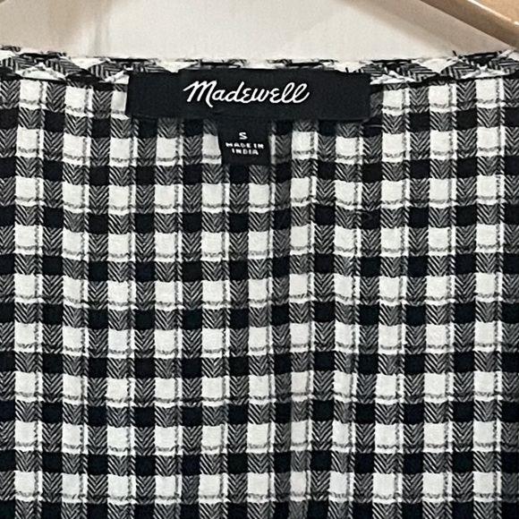NWOT Madewell Brushed Gauze Puff Sleeve Peplum Top in Gingham Check Size Small - Picture 5 of 6